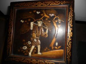 Nineteenth Century Japanese Shibayama Panel A Man Traveling In The Forest 