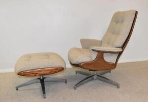 Vintage Heywood Wakefield Lounge Chair Ottoman Aluminum Base