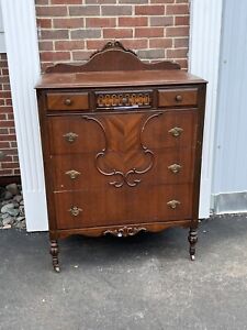Late Victorian Lenoir Furniture Co 6 Drawer Oak Dresser High Boy Casters 44 5 