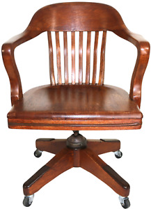 1931 Vintage B L Marble Chair Co Oak Banker S Chair Labeled Stamped