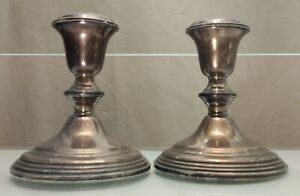 Vintage Set Of 2 Empire 47 Sterling Silver Weighted Bottom Candle Holders 4 25 