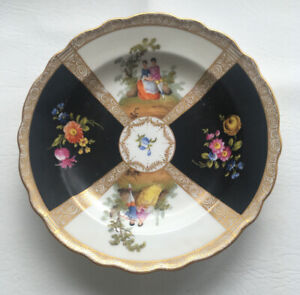 1880 To 1916 Antique Richard Klemm Dresden Watteau Quatrefoil Dessert Plate