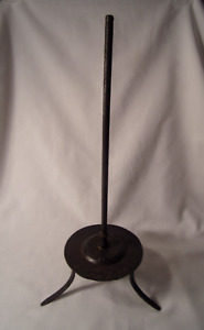 Antique Colonial Wrought Iron Adjustable Standing Rush Light Upright Stand Only