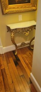 Antique Gold Marble French Louis Xv Wall Mount Console European Ornate Table