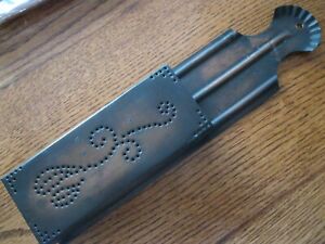 Punched Tin Metal Fireplace Match Stick Holder Wall Mount Rustic Farmhouse Decor