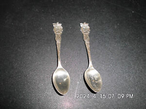 2 Sterling Native American Spoons 4 1 4 In 1905 Claremore 2 Eagles Shield Mark