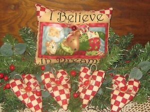 Country Christmas Mouse Wreath Sign 4 Hearts Bowl Fillers Handmade Gifts