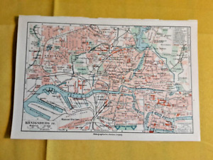 1910s Konigsberg Vintage Map Prussia Kaliningrad City Russia Original C10 1