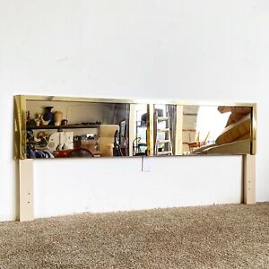Postmodern Beige And Gold King Size Headboard With Smoked Mirror