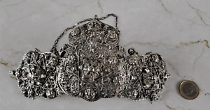Large Antique Solid Silver Ottoman Islamic Filigree Belt Buckle 19th C Marked
