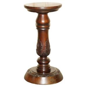Antique Hand Carved Corinthian Pillar Jardiniere Stand For Antique Display