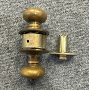 Vintage Schlage M45 1960 S Privacy Doorknob Aged Brass Cylindrical Latch Working