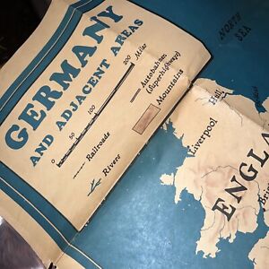 Antique Map 1940s Of Germany And Adjacent Areas Collectible Ww2 Vintage