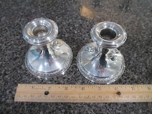 2 Vintage Sterling Silver Weighted Candleholders Crown