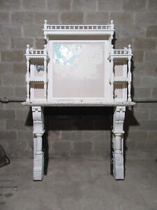  2 Piece Antique Carved Oak Fireplace Mantel 66 X 98 42 Opening Salvage