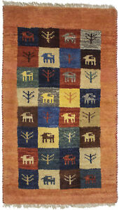 Tribal Multicolored Plush Gabbeh 2x3 Hand Knotted Oriental Rug Kids Room Carpet