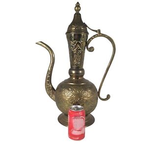 Xl Large 22 Antique Arabic Middle Eastern Dallah Brass Copper Engraved Tea Pot