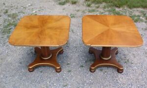 Vintage Pair Mid Century French Style Henredon Pedestal Tables Nightstands