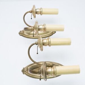 S13 1920s 1930s Pair Brass Wall Sconces Traditional Colonial Style