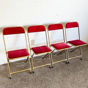 Vintage Gold And Red Folding Chairs By A Fritz And Co Set Of 4
