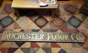 Primitive Wood Trade Sign Rochester Floor Company Store Sign Smaltz Gold Paint