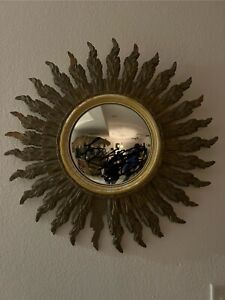 Vintage Mid Century Gilt Gold Sunburst Starburst Convex Mirror 28 5 Project