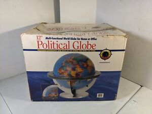 George F Cram Co World Globe With Atomic Metal Cradle Stand Classica Usa In Box
