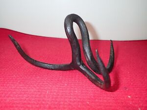 Antique Vintage Hand Forged Unusual Three Prong Meat Hook