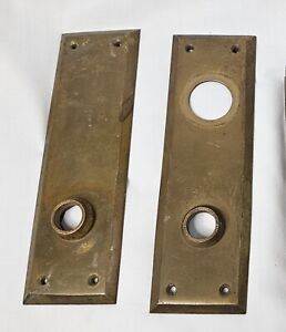 Vintage Pair Russwin Lenox Door Knob Back Plate 8 X2 5 Old Salvaged Decor Brass