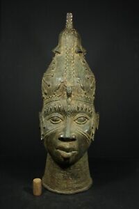 African 21 7 Benin Bronze Queen Mother Head Nigeria Benin Tribal Art Crafts