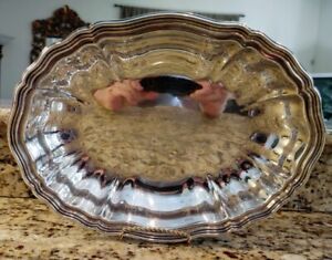 Vintage 12 Alpacca Electroplated Nickel Silver Oval Serving Bowl