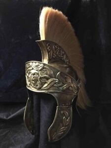 Vintage Authentic Replica 18 Guage Brass Medieval Cavalry Roman Helmet Y 