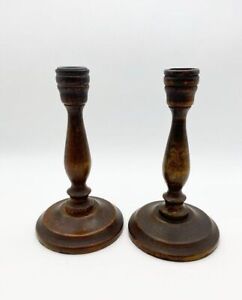 Pair Of Vintage Wooden Candlesticks Wooden Candle Holders Farmhouse Decor Rustic