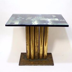 Enamel On Metal And Brass Cocktail Table By Edward Winter United States 1935