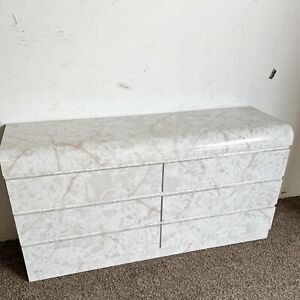 Postmodern Faux Marble Laminate Waterfall Dresser 6 Drawers