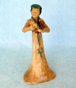 Antique Chinese Mudmen Musician Drummer Woman Figurine