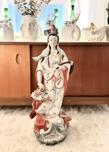 30 Vintage Kwan Guan Yin Chinese Goddess Figure Porcelain Sculpture Statue 2 5 