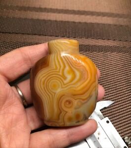 Chinese Antique Natural Silk Wrapped Agate Snuff Bottle