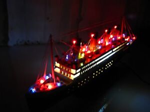 Titanic Wooden Model Cruise Ship W Flashing Light 32 Fully Assembly