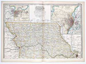 1899 Northern Missouri Map Original Dated St Louis Kansas City Fayette Railroads