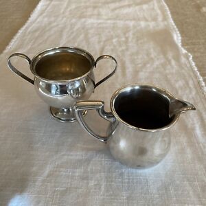 Sterling Silver Sugar Bowl And Silver Plated Cambridge Creamer Set