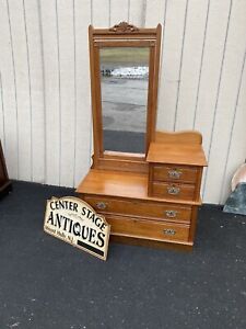 65144 Antique Victorian Oak Dresser Chest With Mirror