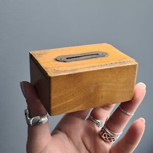 Antique Small Wooden Money Box Coin Box
