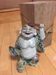 Hotei Budai God Kutani Pottery Statue 9 4 Inch Japanese Antique Figurine Figure