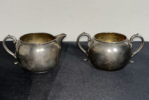 Solid Sterling Silver Cream And Sugar Set Manchester 897 Heavy 173 Gr No Monos