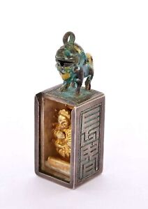 1900 S Chinese Gilt Silver Enamel Buddha Mini Travel Shrine Box