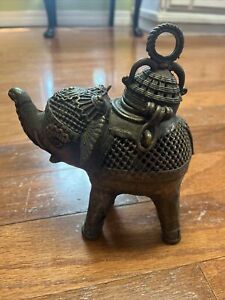 Indian Dhokra Elephant Incense Burner Vintage