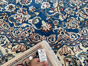 Blue Antique Oriental Rug 10x13 Hand Knotted Vintage Handmade Carpet 9x12 10x14