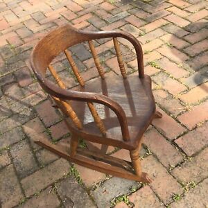 Antique Primitive Child S Rocking Chair Rocker 1800s Oak Or Elm 18 Tall