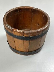 Antique Ne Us Staved Wooden Maple Sap Bucket Rustic With Patina Dated 1855